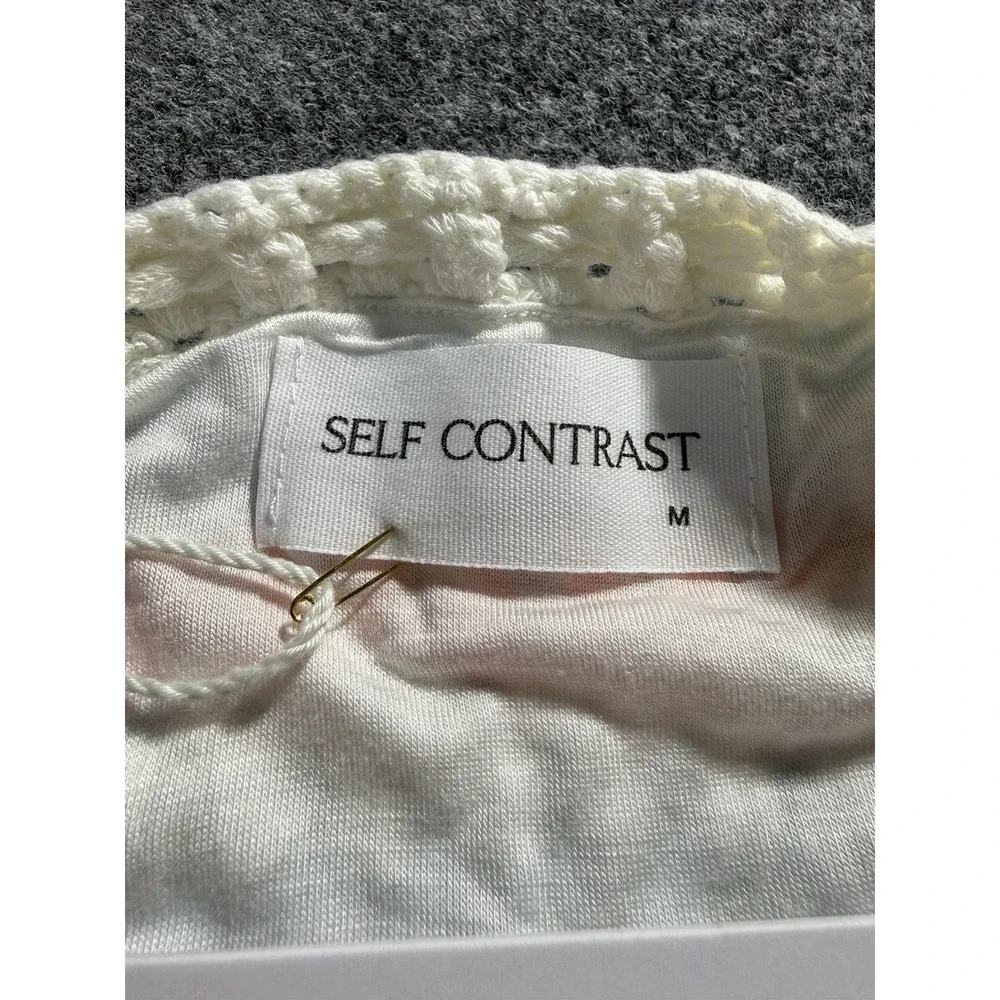 Anthropologie Self Contrast Corina Crochet Mini Skirt Size Medium Neon Coral NWT